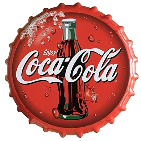 Bayyon Vintage Bottle Cap Decorative Sign Metal Wall Art Plaque 35 x 35 x 4 cm (13.7 x 13.7 x1.5 inch) Red Retro Indoor Decor Bar Home Decor