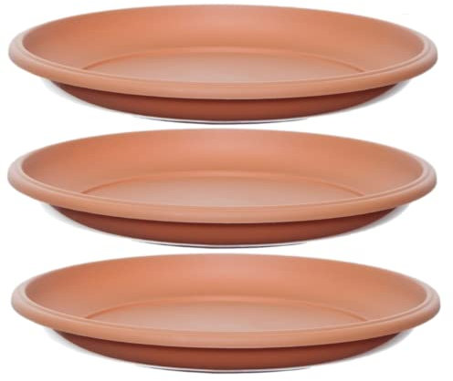TRTO 3pcs 30cm Terracotta Milano Planter Saucer Drip Tray Round Water Drainage Garden Useful for Garden Yard Patio