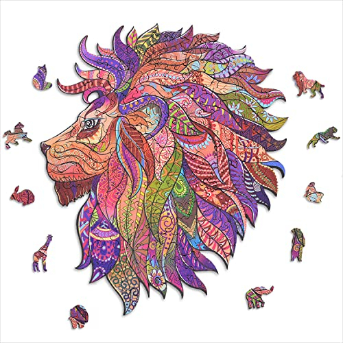 ACROPAQ PUZA4L Löwe Wooden, Holzpuzzle, Holz, Puzzle Erwachsene, A4-150 Teile, 210 x 297 mm