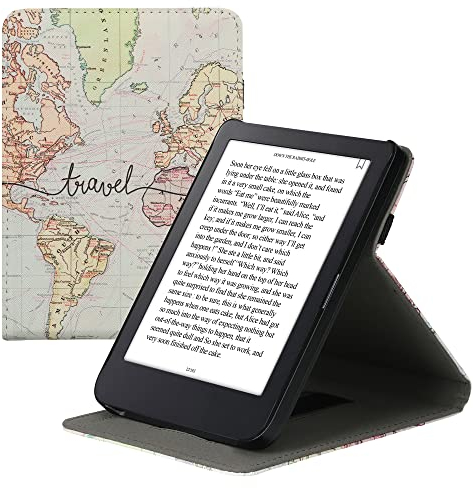 kwmobile Étui Compatible avec Kobo Clara 2E Coque - Étui à Rabat magnétique Tablette eReader Similicuir avec Sangle - Noir-Multicolore
