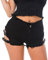 FYMNSI Damen Jeansshorts Sommer Denim Kurze Hose Mode Jeans Ripped Zerrissen Loch Hotpants Shorts Stretch Hosen Mittlere Taille Boyfriend Vintage Quaste Push Up Mini Pants Lässige Clubwear Schwarz XL