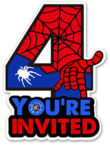 Bifez Süße Superhelden-Einladungen zum 4. Geburtstag, Glitzer, Superheld, 4 Jahre alter Junge, Einladungskarten zum Ausfüllen mit Umschlägen, 20 Stück