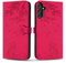 Vaitasy Coque pour Samsung Galaxy A34 5G, Mince Souple Cuir PU Étui avec Magnétique Flip Portefeuille Housse pour Galaxy A34 5g - Chat Rose Rouge