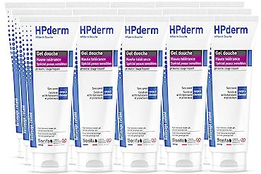 SORIFA - Lot de 15 - HPderm Gel douche 2 en 1 - Spécial peaux sensibles, tatouées - Usage fréquent - pH neutre, sans savon - Tube 200 ml