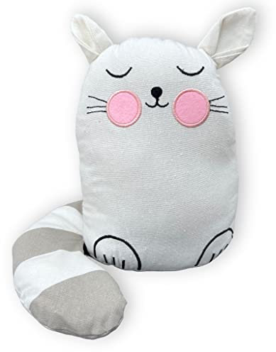 MIJOMA Butoir de porte en tissu peluche - 1 kg - Design amusant et accrocheur pour une décoration élégante (chat de bande dessinée - blanc)