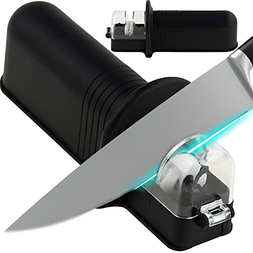 Retoo Manuelle Messerschärfer, Messerschleifer, Schärfer mit Schleifstein für Küchenmesser Scharf, Knife Sharpener, Messer schärfen für Kochmesser, Wetzstahl, Klingenschärfer, ergonomisches Design