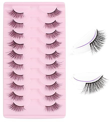 Oreola Demi Faux Cils vaporeux Cat Eye Lashes Faux cils naturels 10 paires de cils d'angle légers Cils en bande naturels doux Réutilisables Fluffy 3D Faux Mink Lashes