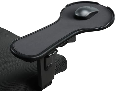YuPinDiZu Ergonomic Adjustable Arm Rest Mouse pad for Chair, Mouse Extension Platform Tray with Mouse Baffle to Prevent Falling, Attaches to Chair, Black