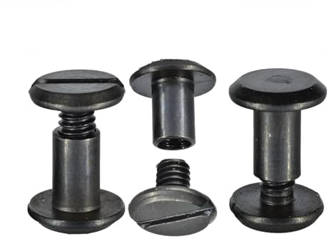 Q-tools® Buchschrauben 8mm Schraubnieten | schwarz hochglanz | 20 Stück | Chicago Schrauben/Gürtelschrauben/Ziernieten