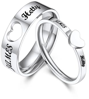 Bestyle Herzringe für Paare Damen Männer Liebe Herz Ringe Set Edelstahl Verlobungsring Trauringe Paarringe Couple Promise Ringe