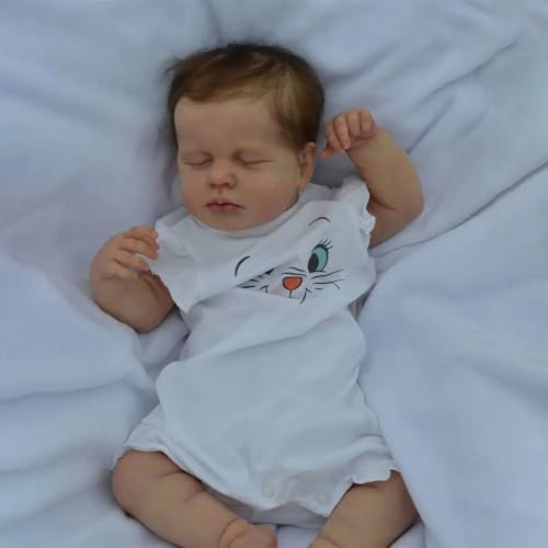 Enjoy with Love Neue 19inch Loulou Neugeborene Baby Puppe Handmade Lifelike Reborn Sleeping Soft Touch Kuschelpuppe mit 3D gemalten Haut sichtbaren Adern
