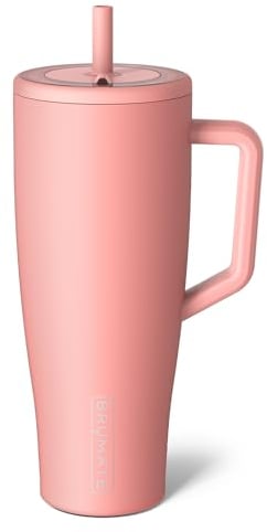 BrüMate Era Trinkbecher mit Griff und Strohhalm, 100 % auslaufsicherer, isolierter Becher mit Deckel und Strohhalm, aus Edelstahl, Becherhalter-freundlicher Boden, 1,2 l (Guave)