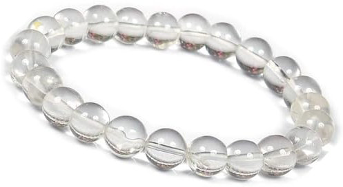 Joyas Minerales Weißer Quarz-Armband – 100% echte Natursteine | Bequem & elegant | Elastische koreanische Schnur | Inkl. Geschenkbox (Weißer Quarz, 8mm)