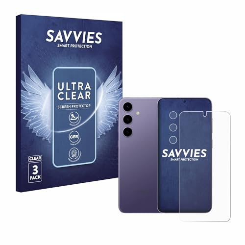 Savvies Schutzfolie für Samsung Galaxy S24 | (Display+Kamera) 6 Stück Transparenter Displayschutz Made in Germany Ultra-Klar Displayschutz-Folie