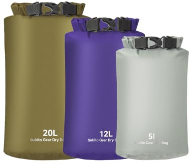Yundxi Lightweight Dry Bag, Ultraleicht Packsack, Outdoor Trockenbeutel (3L / 5L / 12L / 20L / 35L) - wasserdichte Packbeutel f��r Reisen Camping und Wandern (�� St��ck -5L+12L+20L)