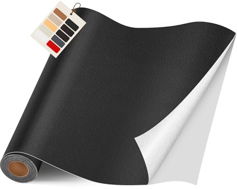 Leder kunstleder selbstklebend Schwarz, 40 x400cm leder reparatur set für Möbel, Sofa, Autositze, Taschen, Leder Reparatur und Renovierung(Schwarz)
