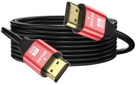 grofyllaa 4K Cable Hdmi 7 m, Hdmi de alta velocidad 2.0 Cable 4K@60Hz 2K@120Hz, conector chapado en oro HDCP 2.2 &2.3 para HDTV/Blu Ray reproducción/proyectores/portátiles /PS4/PS5 (rojo)