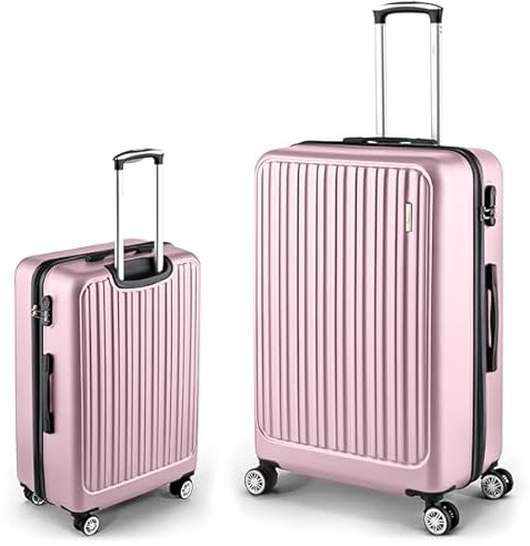 Easy Move ABS Hartschalenkoffer - Ergonomisch & Sicher - Mittelgroßer Trolley Koffer mit 360° Rädern, Zahlen-Schloss - Rollkoffer, Reisekoffer Medium (Pink, 65cm)