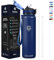 Grsta Gourde Isotherme, Gourde 1l, Sans BPA, Gourde Inox avec Paille, Gourde Réutilisable, Facile à Transporter, Double Paroi Isolante, Bouteille Isotherme pour École, Bureau, Outdoor, Sport