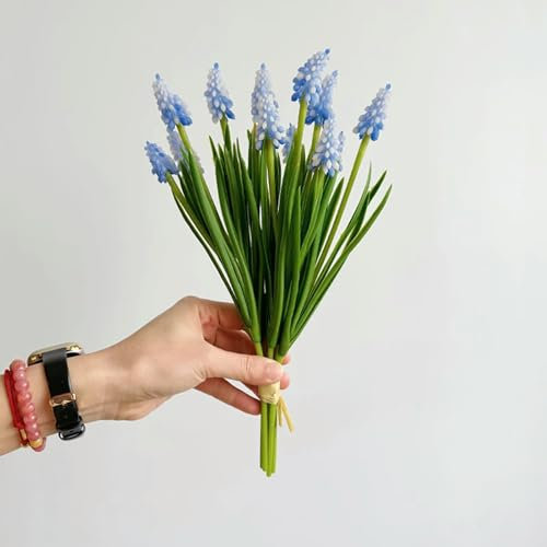 WSFSDAN 1 bouquet de jacinthes de raisin bleues - Petit bouquet de jacinthe violette artificielle - Décoration de mariage - Arrangement floral - Jacinthe bleue