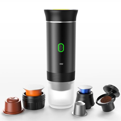Portable Espresso Machine - Mini Coffee Maker for Travel, Camping, Office & Backpacking (Black)