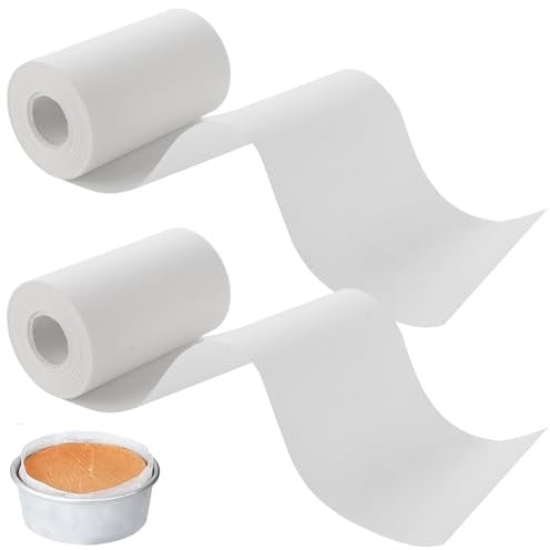 AKOLAFE Lot de 2 rouleaux de papier sulfurisé réutilisables 50 m x 10 cm Papier de cuisson en silicone blanc pour rectangulaires, moules à pâtisserie, moule à gâteau, pizza, fromage, gâteau, pain