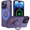 Derwav Multi-in-1 [Magnetic+ Kickstand+ Ring Holder] for iPhone 14 Pro Case, Compatible with MagSafe, 360° Rotatable Stand with Military Shockproof Silicone Frame Protection Magnetic Cover, Purple