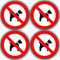 4 Pack No Dogs Allowed Round Sticker Signs - 85mm Waterproof Vinyl Window Stickers - For Shops & Public Places