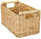 HMF panier de rangement salle de bain, panier tressé en jacinthe d'eau avec poignées en bois | 37 x 22 x 20 cm