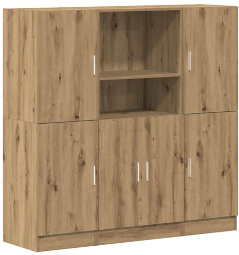 vidaXL - 3 piece kitchen cabinet set - engineered wood - artisian oak - modern storage cupboard and shelves - versatile for home, restaurant, hotel - ample storage - durable moisture-resistant mat...