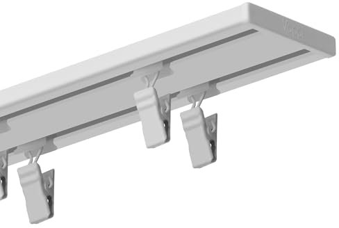 Voppi Gardinenstange Aluminium Deckenschiene doppelt 380cm mit Fröschen weiß für alle Räume Gardinen robust robust