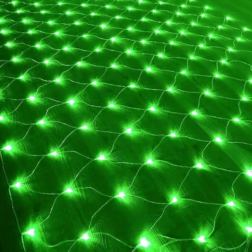 SUAVER LED Christmas Net Lights, Battery Operated Net String Lights Waterproof Mesh Curtain Lights 8 Modes Fairy Light for Christmas Tree Bush Garden Backyard Décor (Green, 3x2m 192LED)