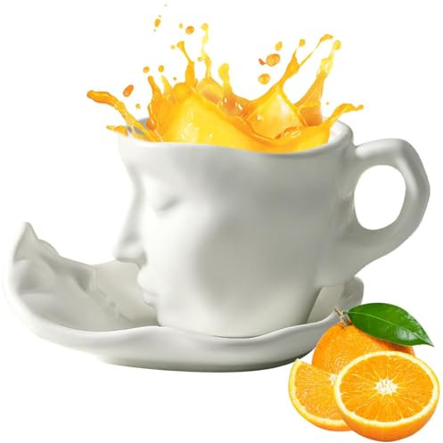 Cup with Face Coffee Cups Set Kiss Cups Kiss Coffee Cups, Kiss Face Tea Cups Saucers Set Espresso Coffee Cups, Microwave and Dishwasher