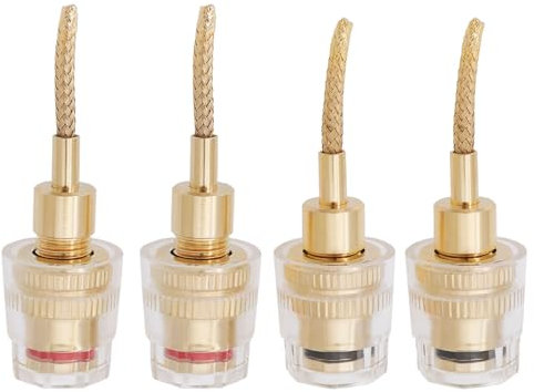 EMSea 4 Stück 2mm Pin auf Bananenbuchse Vergoldeter Stecker 4mm Bananenbuchse auf 2mm Pin-Stecker HiFi-Kabeladapterstecker für Audio 16,5x44mm