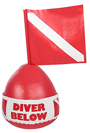 Aufblasbare Tauchboje mit Flagge, Schnellblasventil, für sicheres Tauchen | Leicht und robust, Sandloch für Stabilität, aufblasbar in 30 Sekunden, helles Signal für Boote