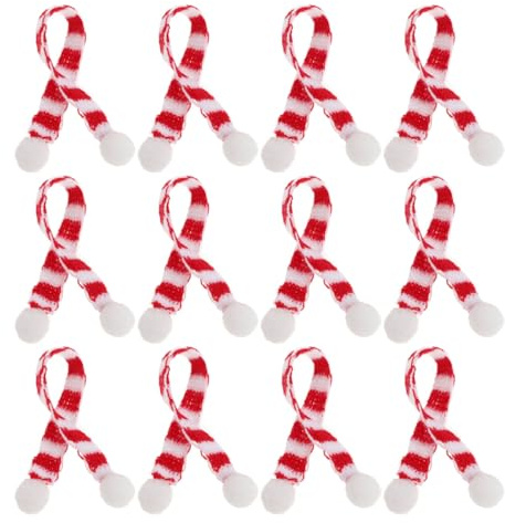 Healeved Mini Christmas Scarf Wine Bottle Cover Knitted Striped Red and White Xmas Party Decoration Accessory for Holiday Home and Festive Gatherings