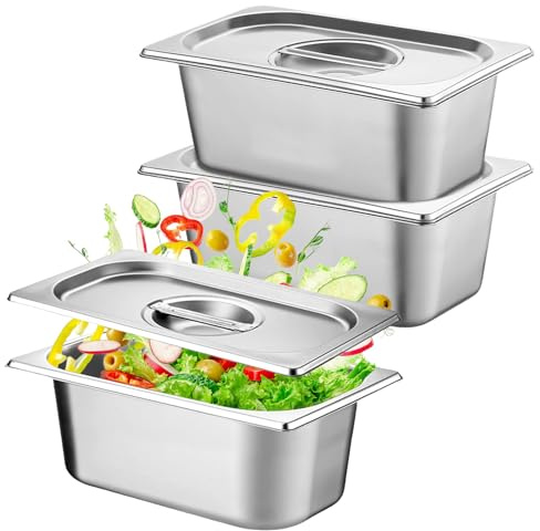 Lot de 3 bols à panure rectangulaires en acier inoxydable, couvercle inclus, 17,5 x 11 x 10 cm, pour côtelettes, escalopes, viande et poisson