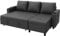 Devoko Sofa Bed, 3 Seater L-Shaped Pull-Out Corner Sofa Bed with Storage & Cup Holders, Space-Saving Convertible Sectional Sofa for Living Room & Bedroom, Grey