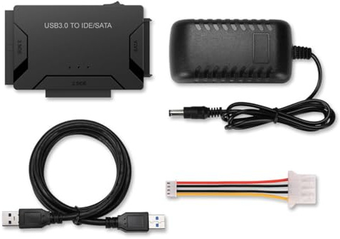 Orivin Adaptador IDE/SATA a USB 3.0: HDD de 2,5/3,5 pulgadas, cables y alimentación de 2 A, compatible con varios sistemas operativos