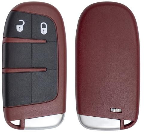 Lage Guscio Chiave Compatibile con Fiat 500x Freemont Jeep Renegade Cherokee Compass Dodge Chrysler, Scocca Cover Ricambio Keyless Rossa a 2 Tasti Pulsanti con Lama Interna per Telecomando Auto