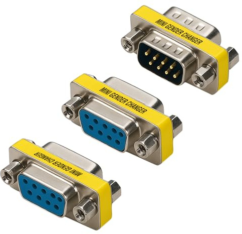 Cyberguys DB9 Gender Changer 3-Pack - Set adattatore seriale include DB9 femmina a femmina, maschio a maschio, e maschio-femmina - Slimline RS232 adattatore connettore per PC, modem, POS, router