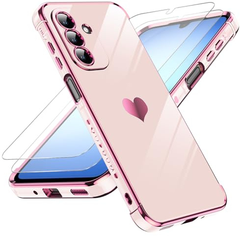 LeYi for Samsung Galaxy A17 4G/5G Phone Case with 2 Screen Protector Pink | Scratch Resistant Silicone Cover Slim Soft TPU Shockproof Protective Mobile Case for A 17 - Pink