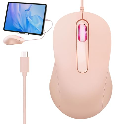 Générique Souris Filaire pour Ordinateur Portable | Souris USB avec Fil | Ergonomique Silencieuse Anti-Dérapage Plug and Play pour Bureau Maison École