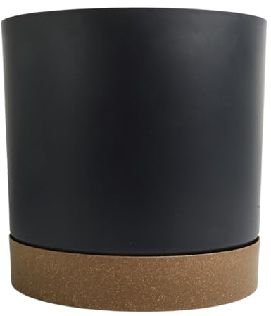 Flower Pot Planter with Saucer Two Tone Matt Modern Decor Plastic Modern Cylindrical Planter with Drainage Holes Lightweight & Weather-Resistant Indoor & Outdoor (Anthracite, 35L (D390mm x H375mm))