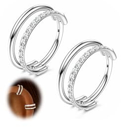 16G 18G 20G Nasenringe Helix Piercings Gold Chirurgenstahl - Nasenring Hoop Septum Doppelt Clicker Ring Segmentring Silber Knorpel Ohrring Helix Daith Rook Conch Tragus Helix Piercing 6/8/10mm