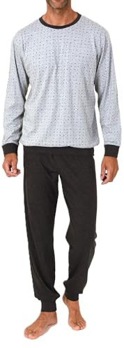 NORMANN Herren Schlafanzug Langarm mit Bündchen Pyjama in zeitlos eleganter Optik