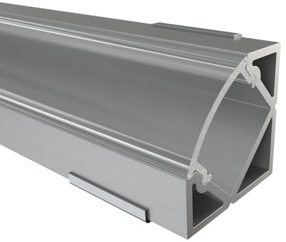 Alumino | LED Aluminiumprofil Eloxiert | 100 cm | inkl Zubehör | Eckprofil | Semi Abdeckung | für 12 mm LED-Streifen | 1m | Mosel
