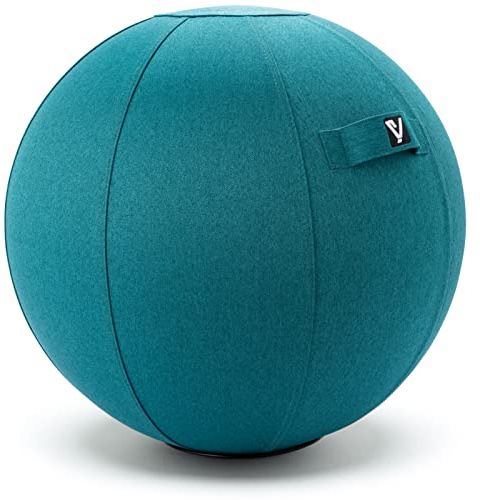 YOGIVO Sitting Ball Chair for Office and Home, Pilates Exercise Yoga Ball with Cover for Balance, Stability and Fitness, Ergonomic Posture Exercise Ball Seat with Handle and Pump