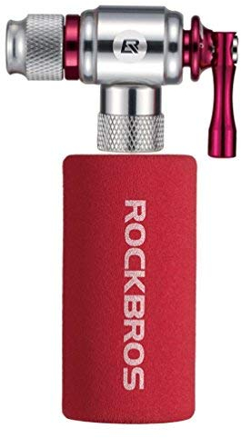 ROCKBROS CO2 Kartuschenpumpe CO2 Inflator Fahrrad Minipumpe für Mountainbike Rennrad Presta & Schrader Ventil mit Isolierter Hülle Rot