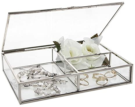 Sammelvitrinen Echtglas mit Metallkanten Silber/Messing